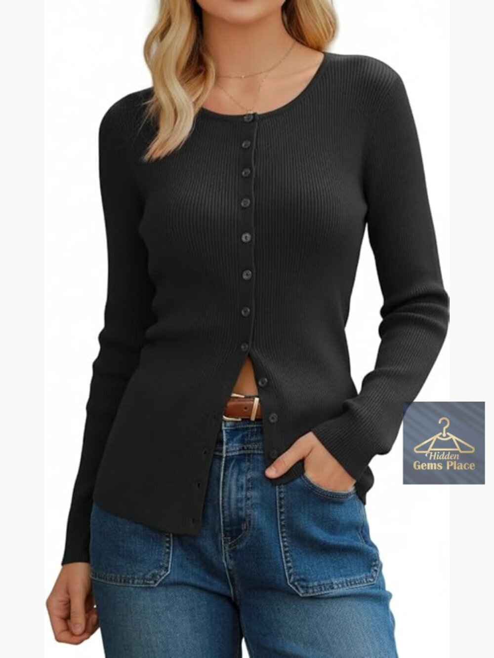 Wool Blend Button Up Cardigan Lightweight Long Sleeve Crew Neck Business Casual